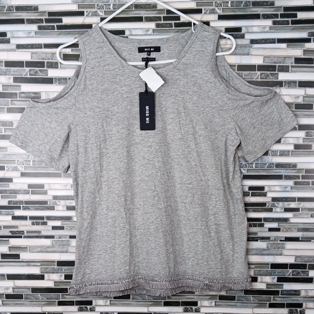 Miss Me Light Gray Cold Shoulder Crop Top